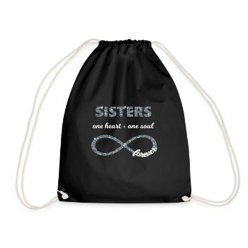 Sisters one heart one soul, Infinity Glitzer 8 BFF - Turnbeutel - Schwarz - Vorne