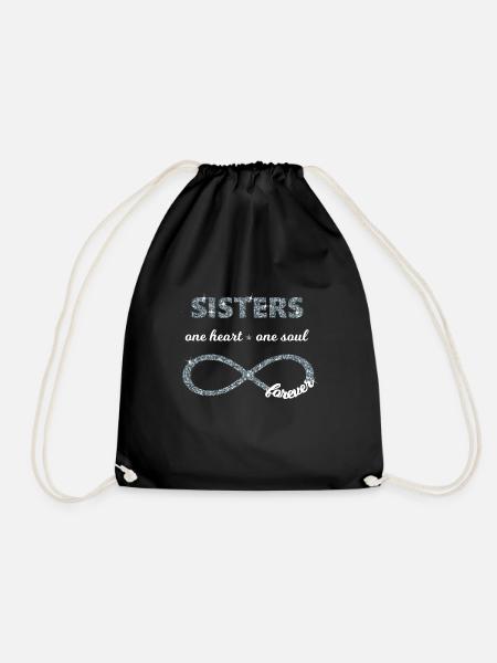 Sisters one heart one soul, Infinity Glitzer 8 BFF - Turnbeutel - Schwarz
