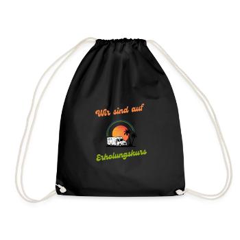 Inselcamper Logo Wir sind auf Erholungskurs Farbig - Turnbeutel - Schwarz - Vorne
