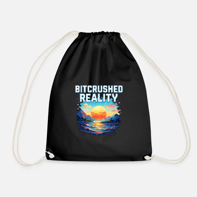 Bitcrushed Reality – Sunset in Glitch - Turnbeutel - Schwarz