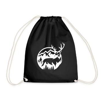 DEER DEER HUNTING GAME DEER MOTIF - Drawstring Bag - black - Front