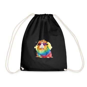 Cochon d’Inde coloré et frais avec des lunettes de soleil - Sac de sport léger - noir - Devant
