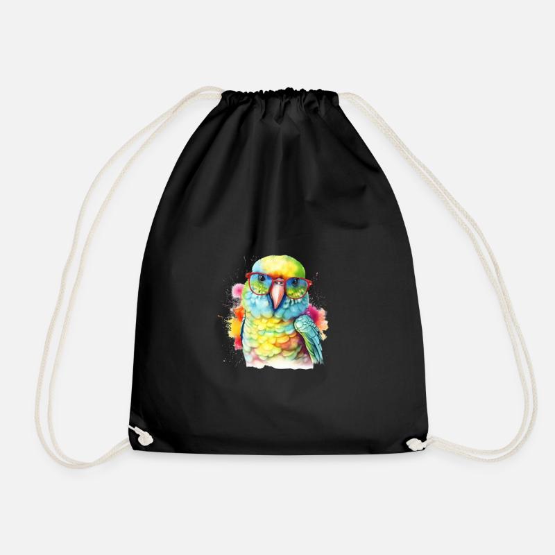 Bunter cooler Papagei mit Brille - Turnbeutel - Schwarz