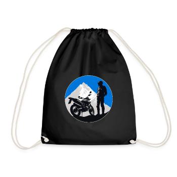 Motorrad Silhouette Motorradfahrer Motorrad Biker - Turnbeutel - Schwarz - Vorne