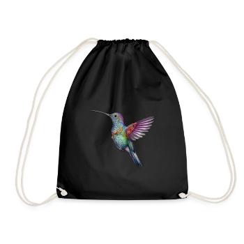 Fliegender Kolibri Vogel Exotische Tiere - Turnbeutel - Schwarz - Vorne