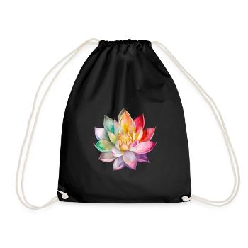 Fleurs Lotus Nymphéas coloré Fête des mères Saint-Valentin - Sac de sport léger - noir - Devant