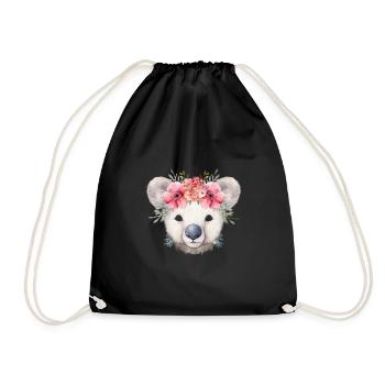 Cute & cute koala with flowers on his head - Drawstring Bag - black - Front