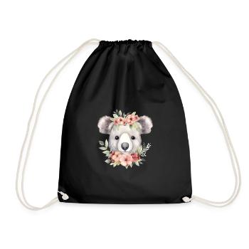 Niedlicher & süßer Koala mit Blumen Liebe - Turnbeutel - Schwarz - Vorne