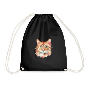 Cute & cute red cat cat - Drawstring Bag - black - Front