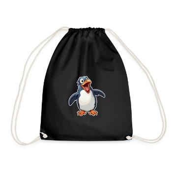 Cooler lustiger Pinguin - Turnbeutel - Schwarz - Vorne