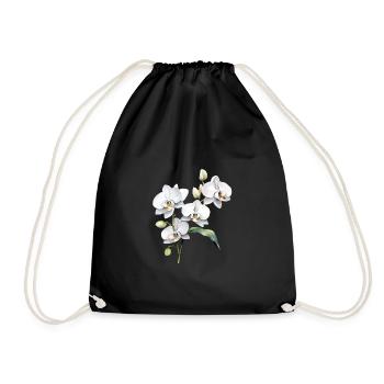 Plants Flowers Blossoms Orchid White Wedding - Drawstring Bag - black - Front