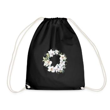 Plantes Couronne de fleurs Fleurs Orchidée Mariage blanc - Sac de sport léger - noir - Devant