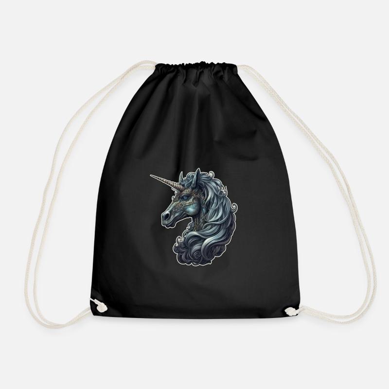 Goth Gothic Einhorn Mystisch Horror Schwarz - Turnbeutel - Schwarz