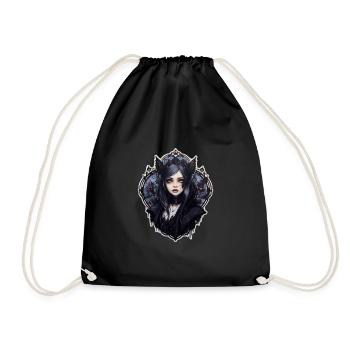 Goth Girl Gothic Rot Vampir Mystisch Fledermaus - Turnbeutel - Schwarz - Vorne