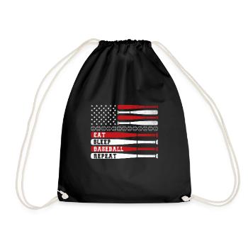 Eat Sleep Baseball Repeat Baseball Player Funny - Drawstring Bag - black - Front
