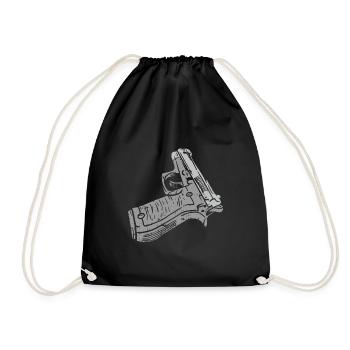 Pistol rifle weapon hand weapon - Drawstring Bag - black - Front