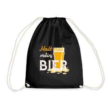 Lustiger Spruch: Halt mal mein Bier. - Turnbeutel - Schwarz - Vorne