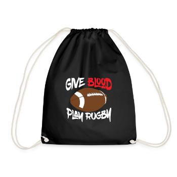 Rugby - Give Blood Play Rugby - Drawstring Bag - black - Front