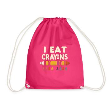 I Eat Crayons 5 - Drawstring Bag - fuchsia - Front