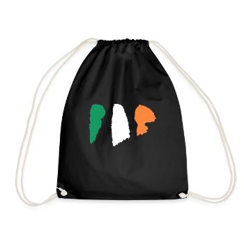 Irland Flagge - Pinsel Streifen - Turnbeutel - Schwarz - Vorne