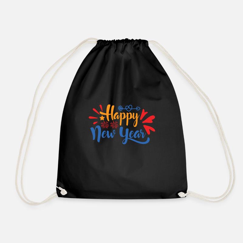 Happy new year - Drawstring Bag - black