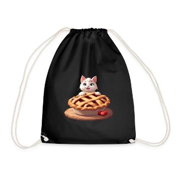 Chat angora sur tarte aux pommes - Sac de sport léger - noir - Devant