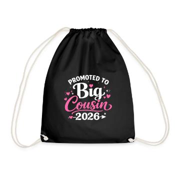 Adorable Cousin Design Hearts and Stars - Drawstring Bag - black - Front