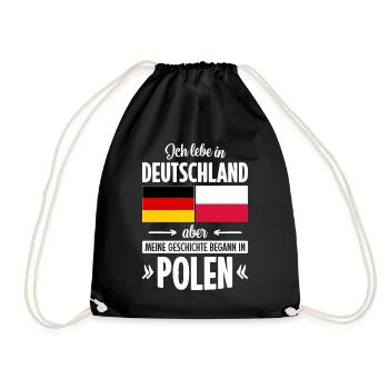 MEINE GESCHICHTE BEGANN IN POLEN - Turnbeutel - Schwarz - Vorne