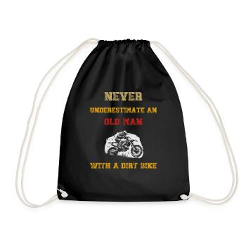 Never Underestimate An Old Man With A Dirt Bike - Drawstring Bag - black - Front