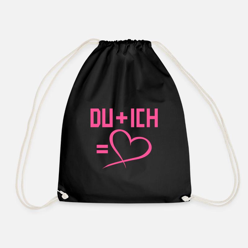 Du plus Ich gleich Herz Liebe Romantisch - Turnbeutel - Schwarz