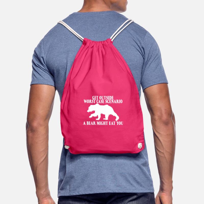 Get Outside, Worst Case Scenario, A Bear Eats You9 Drawstring Bag