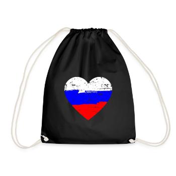 Russland Herz Flagge - Turnbeutel - Schwarz - Vorne