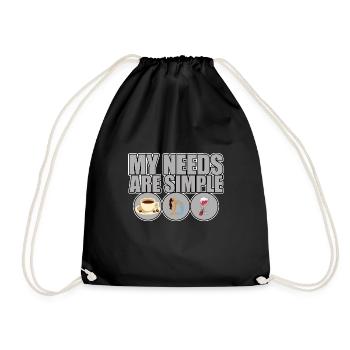 My Needs Are Simple, Coffee Yoga Wine - Turnbeutel - Schwarz - Vorne