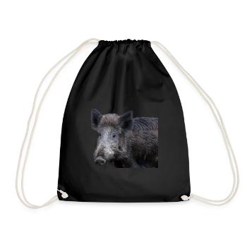 Wild boar Wild boar Pig Sow Pigs - Drawstring Bag - black - Front
