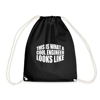 This Is What A Cool Engineer Looks Like 4 - Drawstring Bag - black - Front