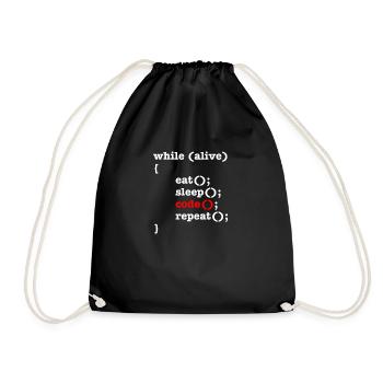 While Alive Eat Sleep Code Repeat - Computer Scientist - Drawstring Bag - black - Front