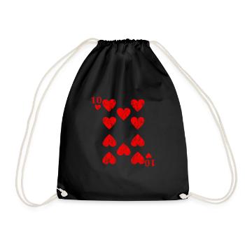 10 of Hearts - Drawstring Bag - black - Front