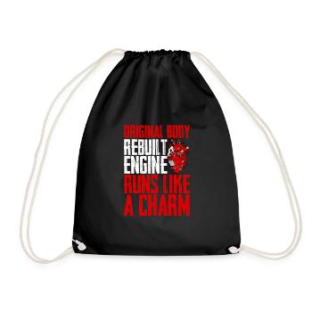 Original Body, Rebuilt Engine, Runs Like A Charm 3 - Drawstring Bag - black - Front
