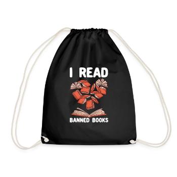 I read banned Books 47 - Drawstring Bag - black - Front