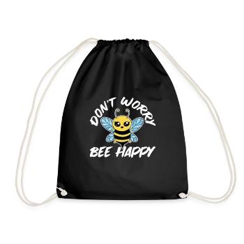 Don't Worry Bee Happy 28 - Drawstring Bag - black - Front