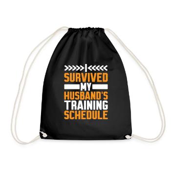I Survived My Husband's Training Schedule 7 - Turnbeutel - Schwarz - Vorne