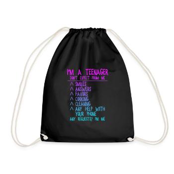 Je suis un adolescent, ne vous attendez pas à moi, souriez... 4 - Sac de sport léger - noir - Devant