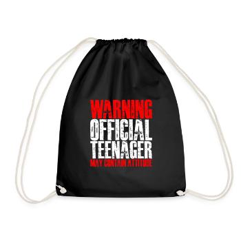 Warning Official Teenager, May Contain Attitude - Drawstring Bag - black - Front