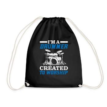 I'm A Drummer Created To Worship - Turnbeutel - Schwarz - Vorne