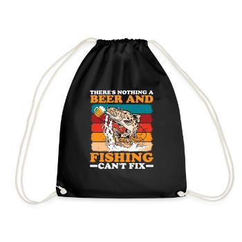 There's Nothing A Beer And Fishing Can't Fix 2 - Drawstring Bag - black - Front