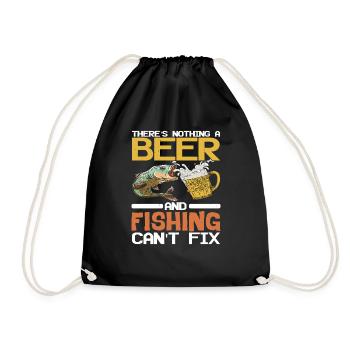 There's Nothing A Beer And Fishing Can't Fix - Drawstring Bag - black - Front