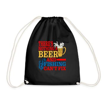 There's Nothing A Beer And Fishing Can't Fix 3 - Drawstring Bag - black - Front