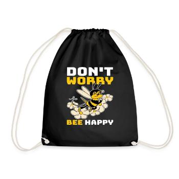 Don't Worry Bee Happy 33 - Drawstring Bag - black - Front