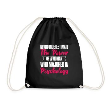 The Power Of A Woman Who Majored In Psychology - Drawstring Bag - black - Front