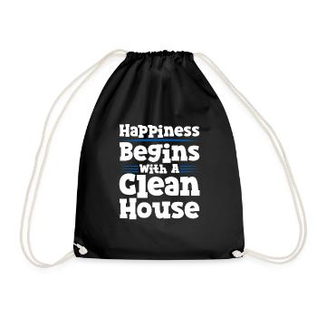 Happiness Begins With A Clean House 4 - Turnbeutel - Schwarz - Vorne
